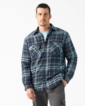 Water Repellent Fleece-Lined Flannel Shirt Jacket