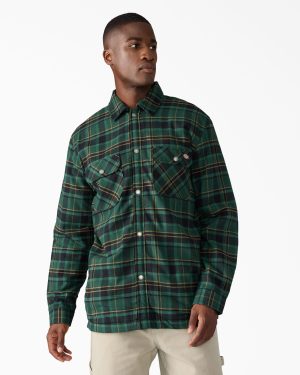 Water Repellent Fleece-Lined Flannel Shirt Jacket