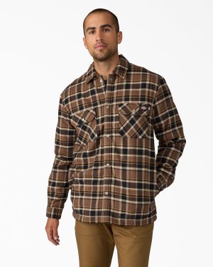 Water Repellent Fleece-Lined Flannel Shirt Jacket