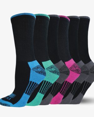 Women's Moisture Control Crew Socks. Size 6-9. 6-Pack